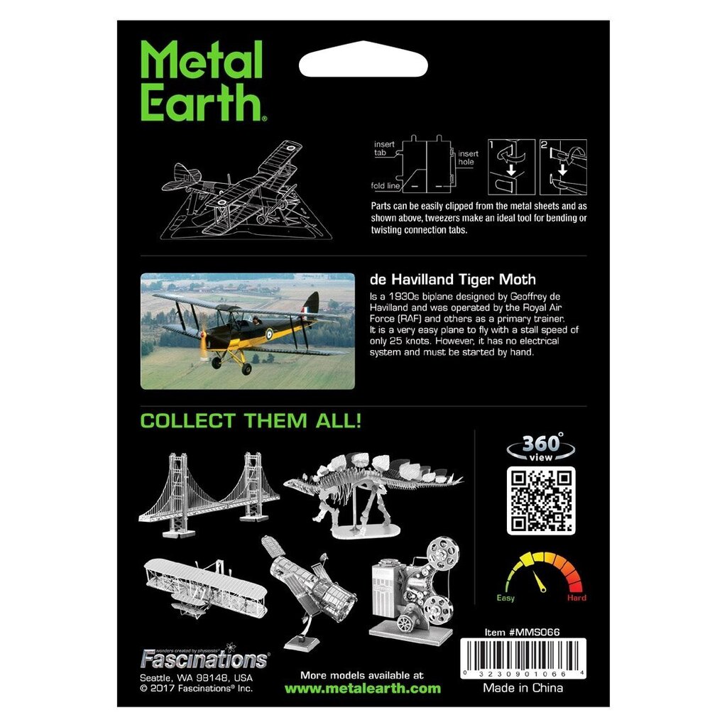 3D pusle Metal Earth De Havilland Tiger Moth hind ja info | Klotsid ja konstruktorid | kaup24.ee