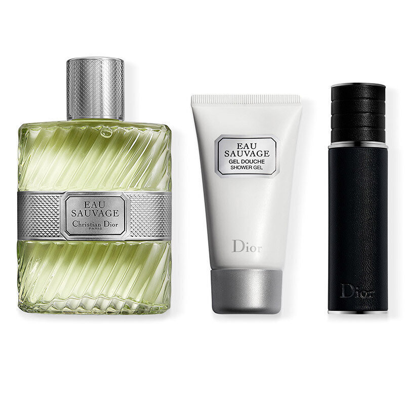 Komplekt meestele: Dior Eau Sauvage tualettvesi 100 ml + EDT 10 ml + dušigeel 50 ml hind ja info | Meeste parfüümid | kaup24.ee