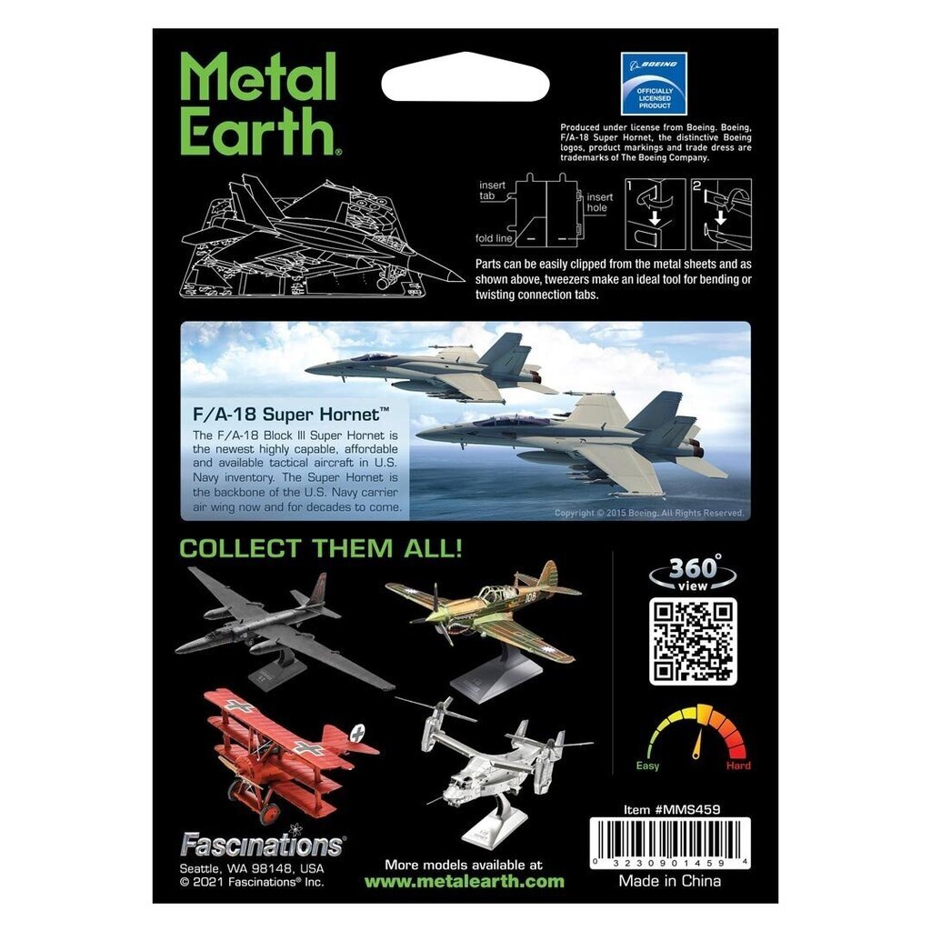 3D pusle Metal Earth F/A-18 Super Hornet hind ja info | Klotsid ja konstruktorid | kaup24.ee