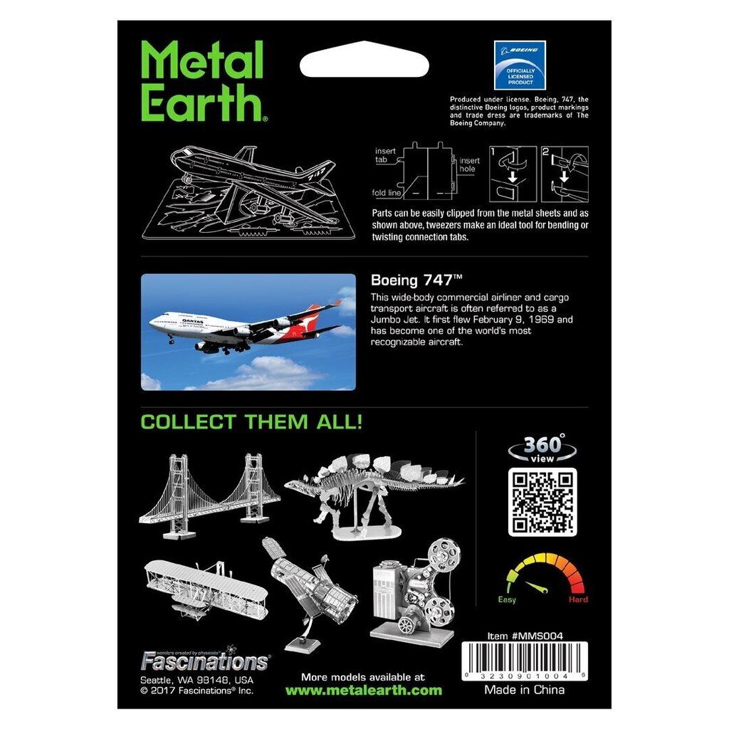 3D pusle Metal Earth Boeing 747 Commercial Jet цена и информация | Klotsid ja konstruktorid | kaup24.ee