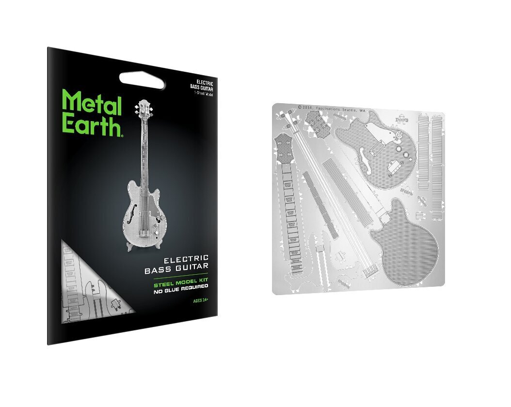 3D pusle Metal Earth Electric Bass Guitar цена и информация | Klotsid ja konstruktorid | kaup24.ee