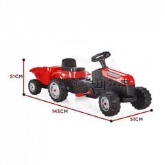 Педальный трактор GoTrac с прицепом, красный цена и информация | Игрушки для мальчиков | kaup24.ee