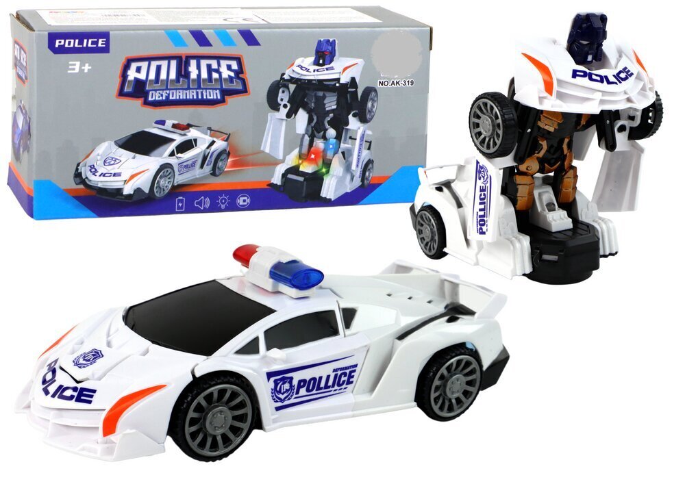 Robotauto politseiauto 2in1 valguse ja heliefektidega цена и информация | Poiste mänguasjad | kaup24.ee