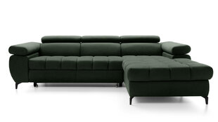 Угловой диван LARS MINI - L-образный мягкий уголок (цвет: темно-зеленый, оттоманка: правая) цена и информация | Угловые диваны | kaup24.ee