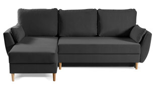 Угловой диван DITTO - L-образный мягкий уголок, кушетка, гостиная, универсальный в бархате (цвет: черный оттоманка: UNI) цена и информация | Угловые диваны | kaup24.ee