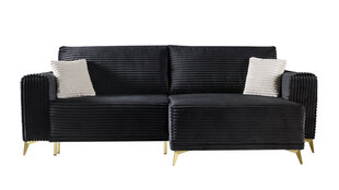 Угловой диван FEROCE - Г-образный мягкий уголок, диван для гостиной, универсальный вельвет (цвет: пуф черный: UNI) цена и информация | Угловые диваны | kaup24.ee