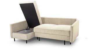 Угловой диван MIUMIU - компактный мягкий уголок из вельвета со спальной функцией и основанием для кровати 220x137 (цвет: бежевый, оттоманка: справа) цена и информация | Угловые диваны | kaup24.ee