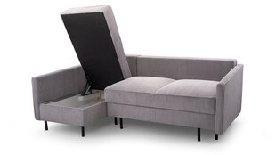 Угловой диван MIUMIU - компактный мягкий уголок из вельвета со спальной функцией и основанием для кровати 220x137 (цвет: светло-серый, оттоманка: справа) цена и информация | Угловые диваны | kaup24.ee