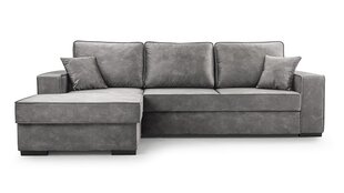 Угловой диван LOTI - небольшой L-образный мягкий уголок со спальной функцией и основанием для кровати 265x165 (цвет: темно-серый, оттоманка: справа) цена и информация | Угловые диваны | kaup24.ee