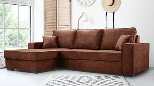 Угловой диван LOTI - небольшой L-образный мягкий уголок со спальной функцией и основанием для кровати 265x165 (цвет: темно-серый, оттоманка: справа) цена и информация | Угловые диваны | kaup24.ee