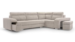 Угловой диван SOFTI - многофункциональный мягкий уголок из вельвета 305x205 (цвет: бежевый, оттоманка: правая) цена и информация | Угловые диваны | kaup24.ee