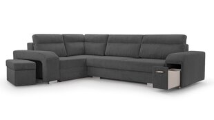 Угловой диван SOFTI - многофункциональный мягкий уголок из вельвета 305x205 (цвет: светло-серый, оттоманка: правая) цена и информация | Угловые диваны | kaup24.ee