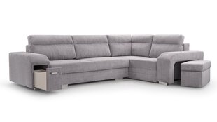 Угловой диван SOFTI - многофункциональный мягкий уголок из вельвета 305x205 (цвет: светло-серый, оттоманка: правая) цена и информация | Угловые диваны | kaup24.ee