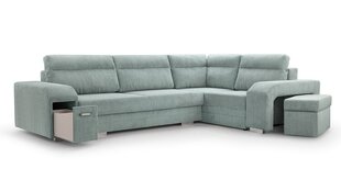 Угловой диван SOFTI - многофункциональный мягкий уголок из вельвета 305x205 (цвет: мятный, оттоманка: слева) цена и информация | Угловые диваны | kaup24.ee