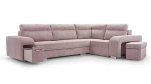 Угловой диван SOFTI - многофункциональный мягкий уголок из вельвета 305x205 (цвет: розовый, оттоманка: справа) цена и информация | Угловые диваны | kaup24.ee