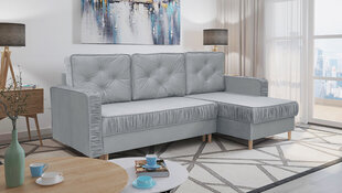 Угловой диван MALAGA - L-образный мягкий уголок, гостиная зона, кушетка со спальной функцией и основанием для кровати (цвет: темно-серый, оттоманка: UNI) цена и информация | Угловые диваны | kaup24.ee