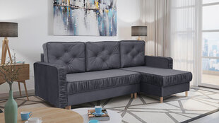 Угловой диван MALAGA - L-образный мягкий уголок, гостиная зона, кушетка со спальной функцией и основанием для кровати (цвет: темно-серый, оттоманка: UNI) цена и информация | Угловые диваны | kaup24.ee
