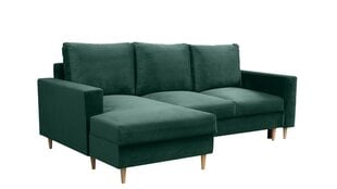Угловой диван BAMBI - L-образный мягкий уголок, кушетка, гостиная (цвет: зеленый пуфик: справа) цена и информация | Угловые диваны | kaup24.ee