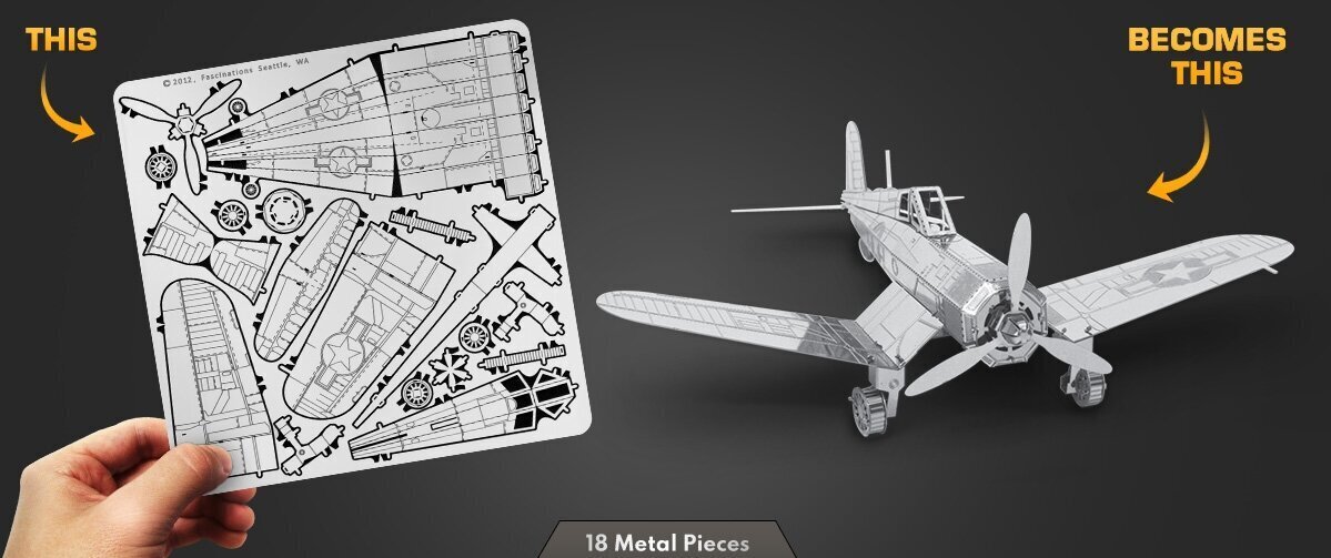 3D pusle Metal Earth F4U Corsair цена и информация | Klotsid ja konstruktorid | kaup24.ee