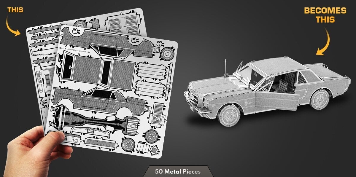 3D pusle Metal Earth Ford 1965 Mustang цена и информация | Klotsid ja konstruktorid | kaup24.ee