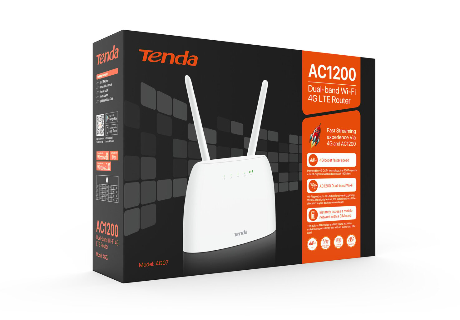 Tenda-4G07 C1200 Dual-band Wi-Fi 4G LTE цена и информация | Ruuterid | kaup24.ee