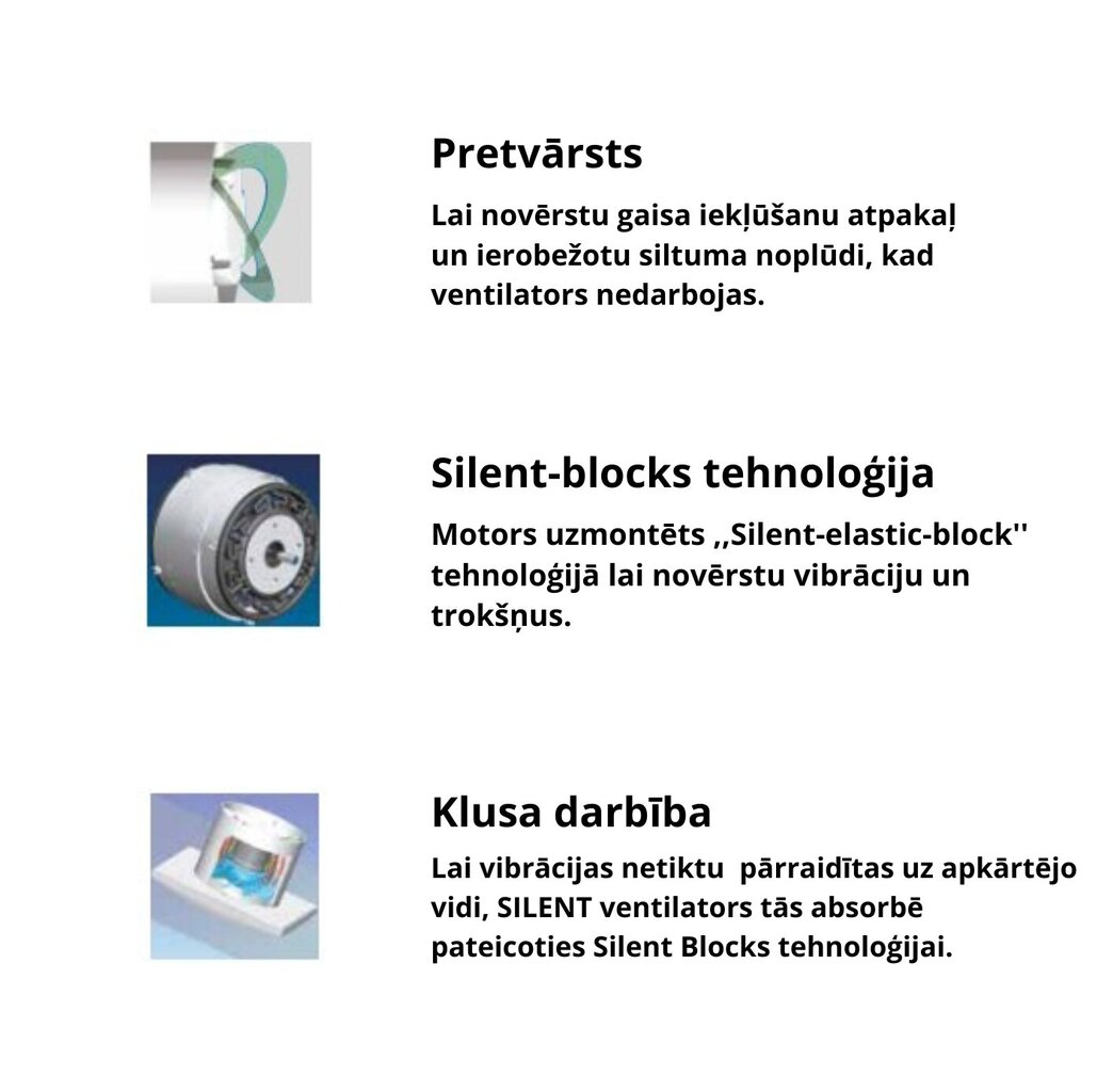 Vannitoa väljatõmbeventilaator Soler&Palau Silent-100 CHZ Silver niiskusanduri ja taimeriga hind ja info | Vannitoa ventilaatorid | kaup24.ee