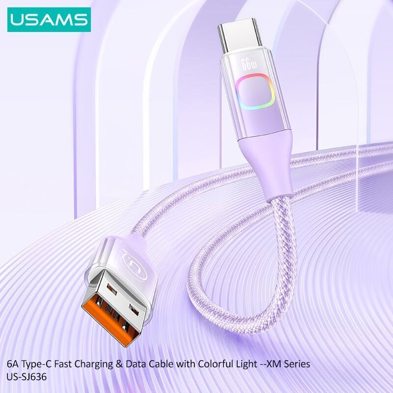 Usams XM Series 6A USB to type-C 1.2m, helesinine цена и информация | Mobiiltelefonide kaablid | kaup24.ee