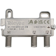 Антенный разветвитель Televes 519502 5-2400 МГц F2D 5/4 дБ цена и информация | TV - антенны | kaup24.ee