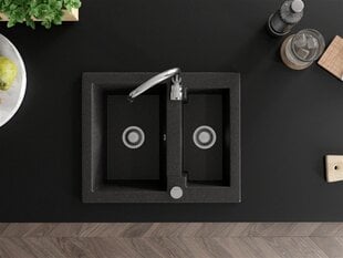 Granitinė virtuvinė plautuvė Mexen Carlos su maišytuvu ir sifonu, Black granite+Chrome цена и информация | Раковины на кухню | kaup24.ee