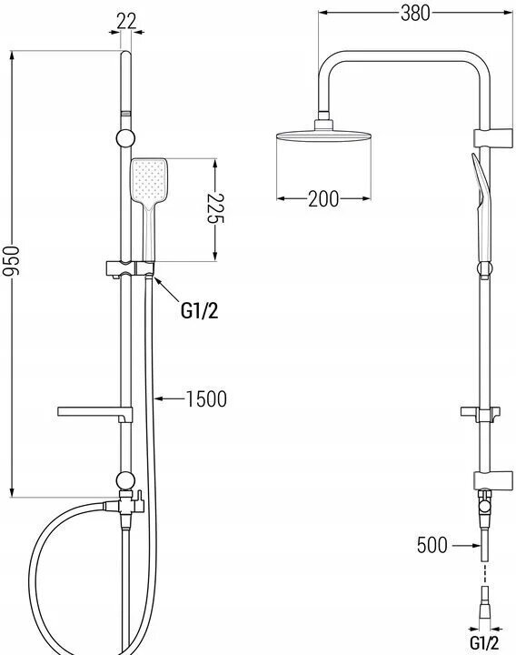 Dušisüsteem termostaadiga Mexen KT17, Black цена и информация | Komplektid ja dušipaneelid | kaup24.ee