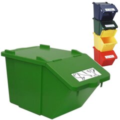 Virnastatav jäätmete sorteerimiskonteiner 45L, roheline hind ja info | Prügikastid | kaup24.ee