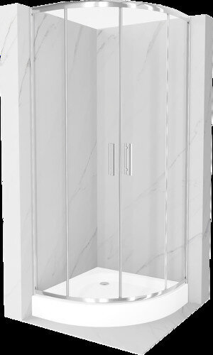 Poolringikujuline dušikabiin Mexen Rio koos aluse ja sifooniga, kroom, 90 x 90 cm hind ja info | Dušikabiinid | kaup24.ee
