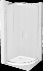 Poolringikujuline dušikabiin Mexen Rio F koos aluse ja sifooniga, matt, kroom+valge/kroom, 80 x 80 cm hind ja info | Dušikabiinid | kaup24.ee