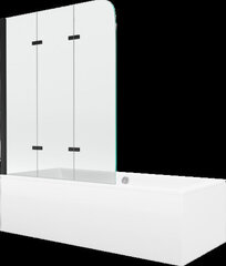 Vann Mexen Cube viimistluse ja klaasseinaga, 180x80 cm + 120 cm, valge+III/paindlik/must hind ja info | Vannid | kaup24.ee