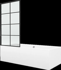 Vann Mexen Cube viimistluse ja klaasseinaga, 170x80 cm + 70 cm, valge+I/libistatav/must võrk цена и информация | Ванны | kaup24.ee