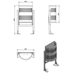 Poolringikujuline seinale kinnitatav linnatänava prügikott, 30L, hall цена и информация | Мусорные баки | kaup24.ee