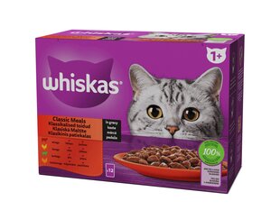 Whiskas Adult veise-, kana-, lamba-, linnulihaga, 4*12x85 g hind ja info | Konservid kassidele | kaup24.ee