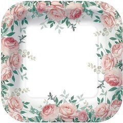 Тарелки бумажные Gorgeous roses, 23х23 см, 10 шт., квадратные цена и информация | Праздничная одноразовая посуда | kaup24.ee