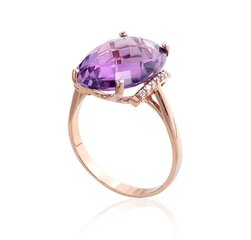 Punasest kullast sõrmus Diamond Sky "Royal Amethyst II", proov 585 DS01G401 hind ja info | Sõrmused | kaup24.ee