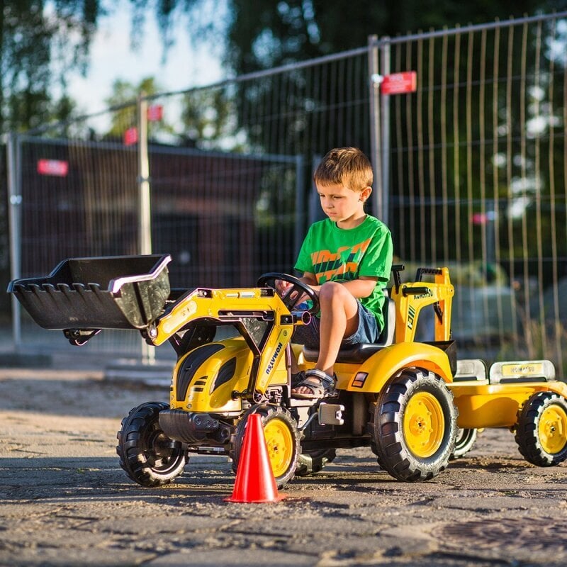 Traktor koos haagisega Komatsu Falk, kollane hind ja info | Poiste mänguasjad | kaup24.ee