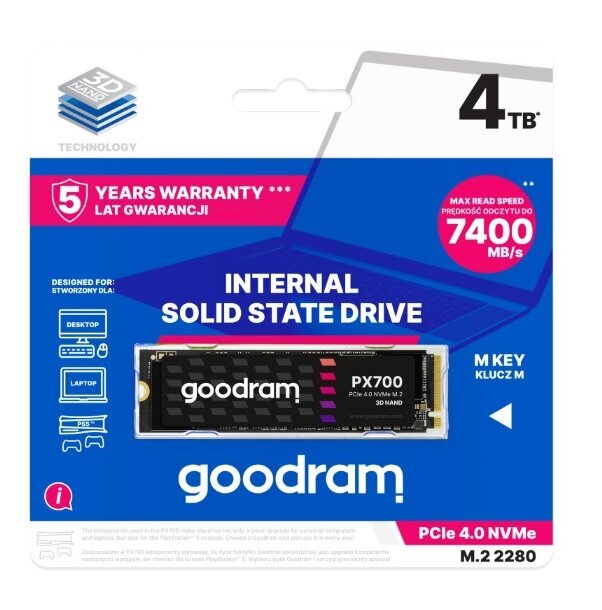 Goodram PX700 (SSDPR-PX700-04T-80) цена и информация | Sisemised kõvakettad (HDD, SSD, Hybrid) | kaup24.ee