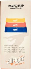 Treeningkummid Allright Mini Band, 3 tk, erinevad värvid цена и информация | Фитнес-резинки, гимнастические кольца | kaup24.ee