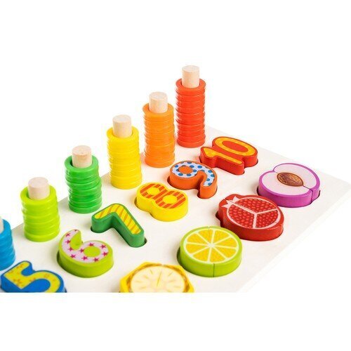 Puidust sorteerija puuviljade ja numbritega Kruzzel 22607 цена и информация | Arendavad mänguasjad | kaup24.ee