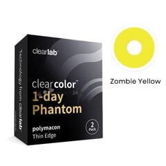 Цветные Однодневные Контактные Линзы Clearcolor Phantom 1Day Zombie Yellow FN106N R8.60 D14.5, желтые, 2 линзы цена и информация | Линзы для глаз | kaup24.ee