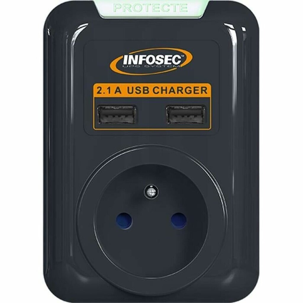 Kaitse ülepinge eest INFOSEC S1 USB NEO Must цена и информация | Pikendusjuhtmed, kaablid | kaup24.ee