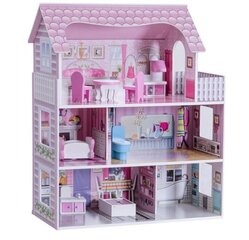 Трехэтажный деревянный кукольный домик с аксессуарами цена и информация | Игрушки для девочек | kaup24.ee