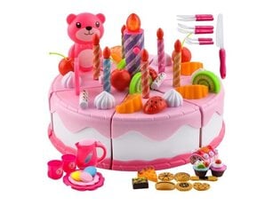 Puidust sünnipäevatort tarvikutega 80 tk hind ja info | Tüdrukute mänguasjad | kaup24.ee