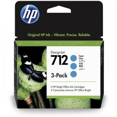 HP Ink No.712 Cyan tri-pack (3ED77A) цена и информация | Картриджи для струйных принтеров | kaup24.ee