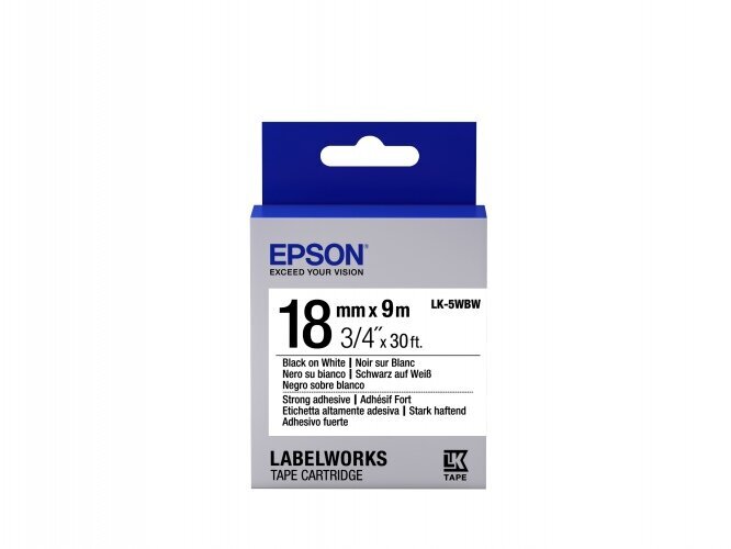 Epson Label Cartridge LK-5WBW Strong Adhesive Black on White 18mm (9m) hind ja info | Tindiprinteri kassetid | kaup24.ee