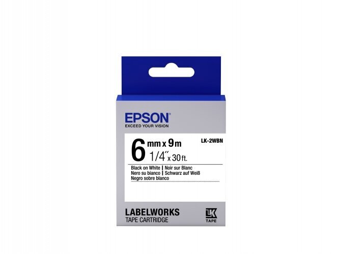 Epson Label Cartridge LK-2WBN Standard glue Black on White 6mm (9m) цена и информация | Tindiprinteri kassetid | kaup24.ee